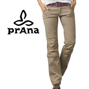 Prana, Convertible‎ Hiking Pants Women Size 12 Khaki Zip Off Legs Outdoor